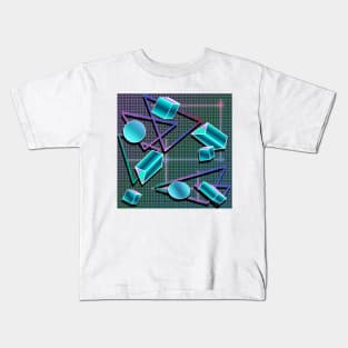 90s Trapper Binder Keeper Geometric Grid Tron Pattern 80s Retro Kids T-Shirt